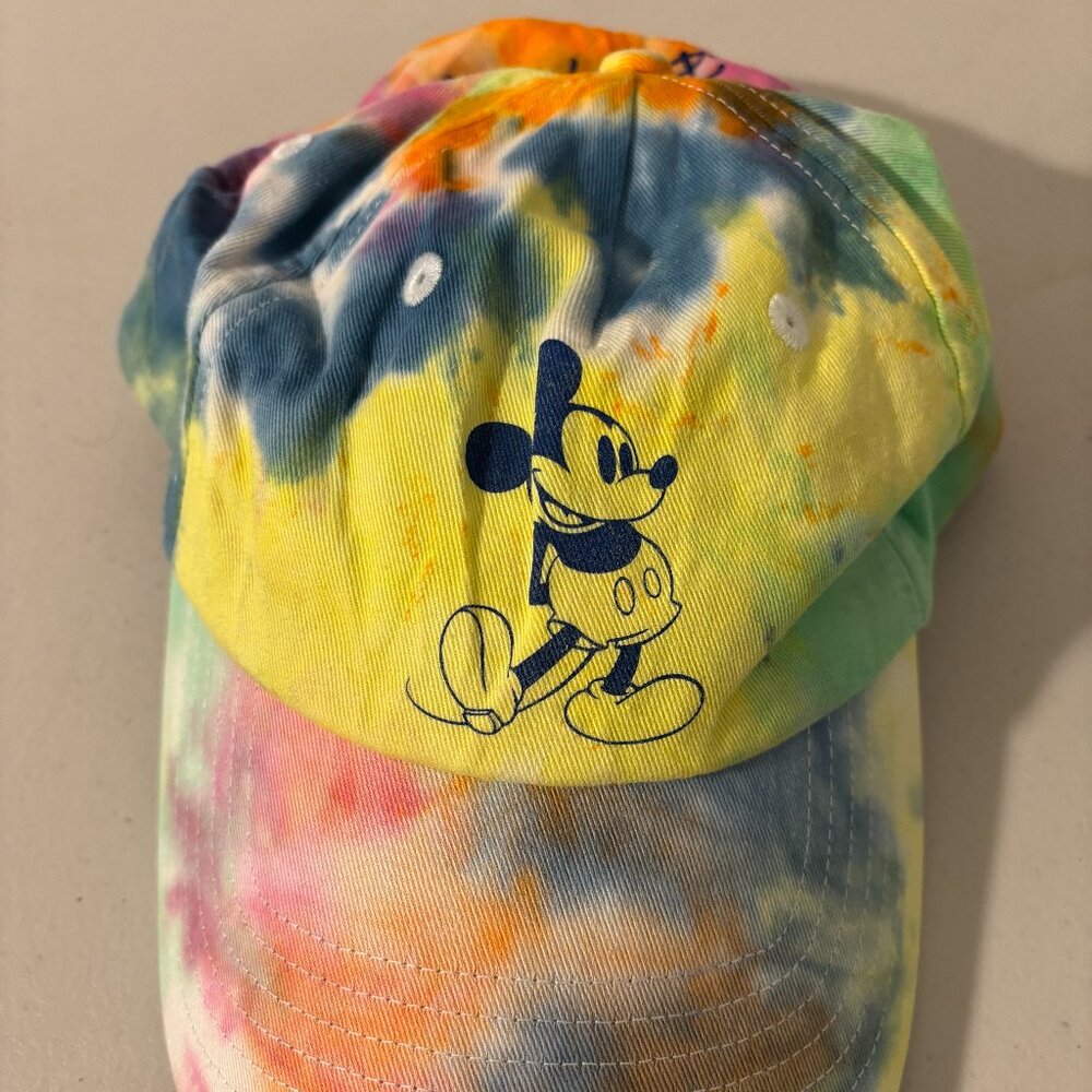 Disney Parks Tie Dye Embroidered Mickey Mouse Hat Adjustable Baseball Cap